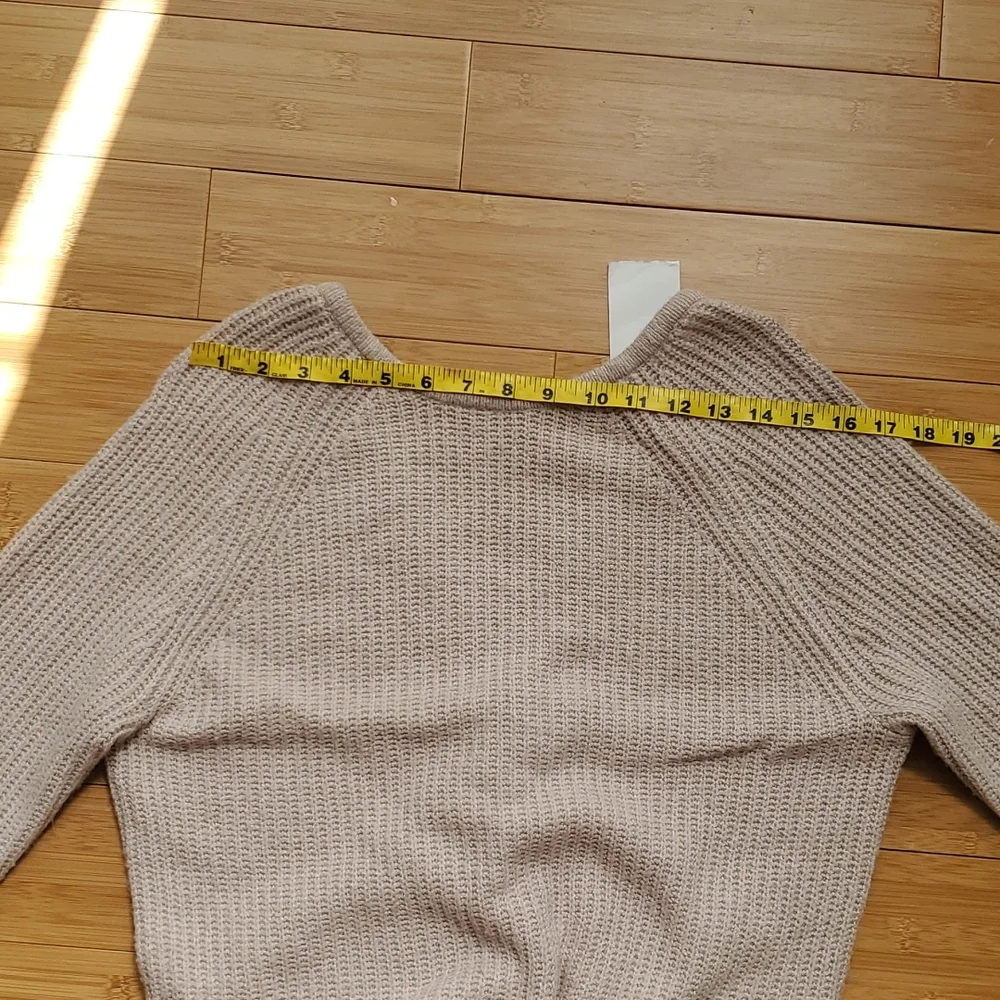 Nordstrom rack Love Tree sexy plunging V back sweater dress neutral taupe beige - Picture 10 of 12